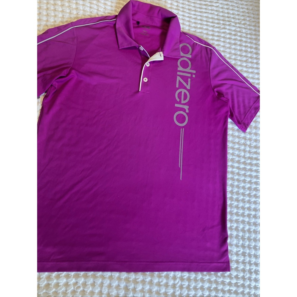 ADIDAS Golf Polo Men's SS Large Bright Purple‎ ADIZERO Grey Trim 100% Polyester